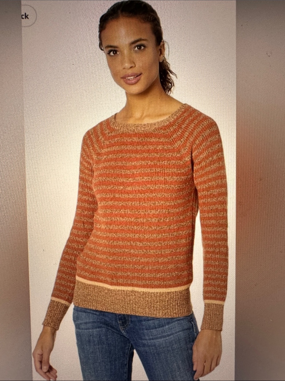Prana Rust and Tan Striped Gadie Sweater - Picture 2 of 4